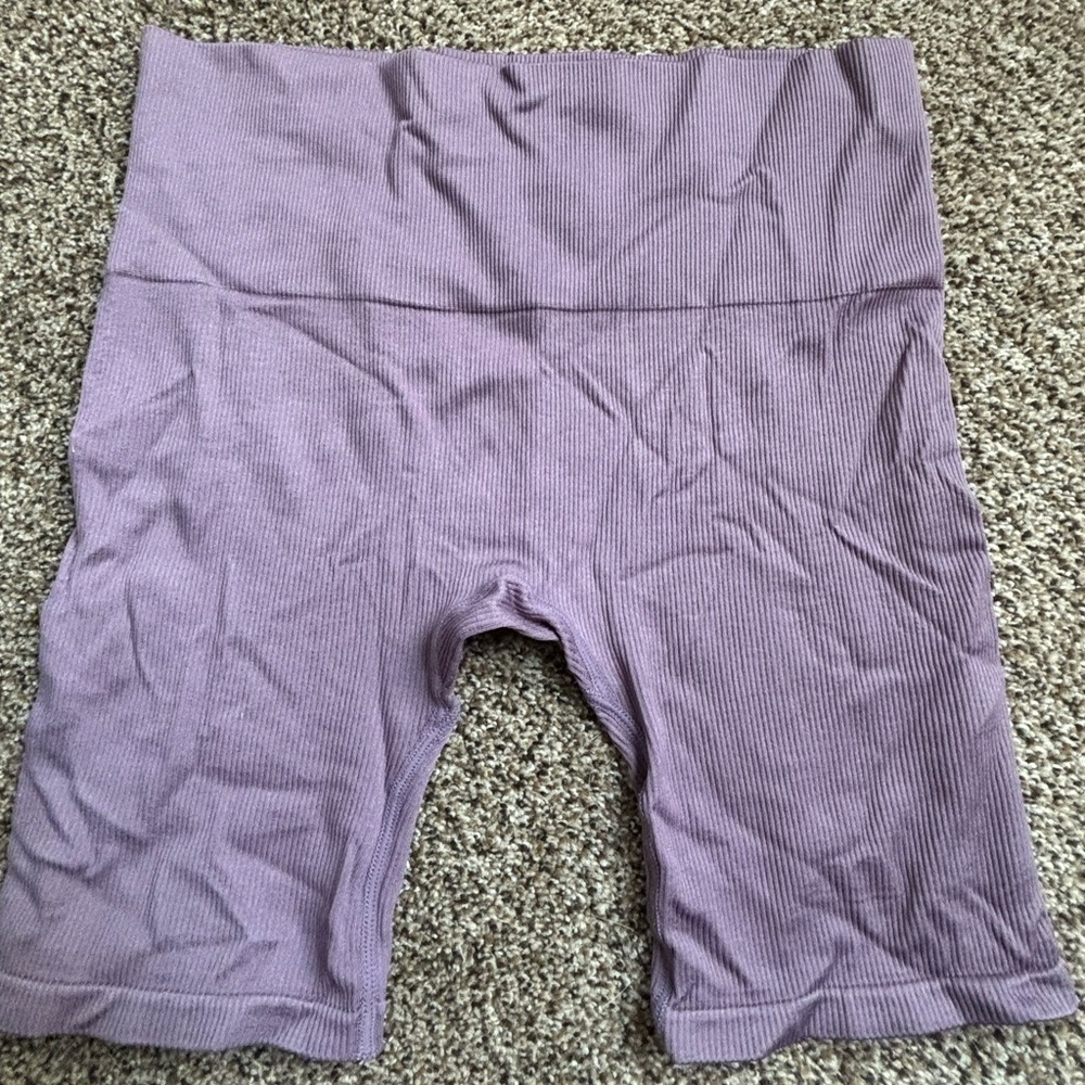 Women's Purple Ribbed Shorts